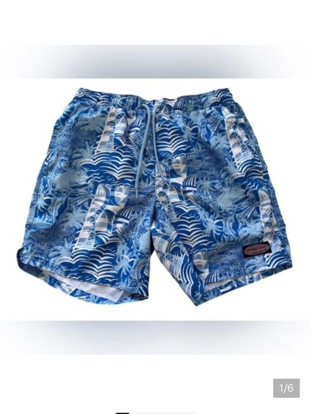 Vineyard Vines Blue and White Sailboat Swim Trunks
